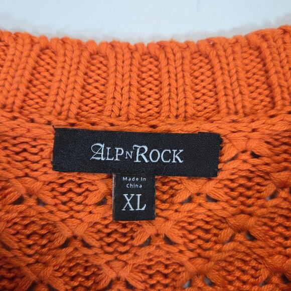 Alp N Rock Selena II Crew Neck Sweater Tangerine Orange Fair Isle Winter Ski XL - Picture 7 of 10